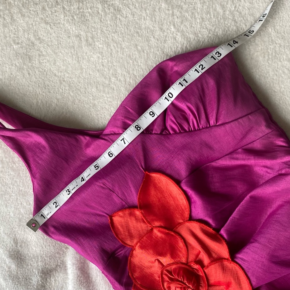 Sequin Hearts 💞 one shoulder fuscia and red floral appliqué bodycon sheath dress - Picture 9 of 12